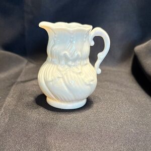 Belleek Cream Ceramic Pitcher with Elegant Handle